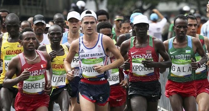 Athletes go through the motions in the men's marathon at the Rio Olympics.