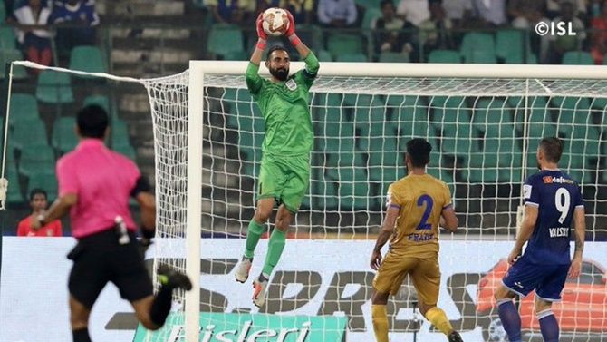Action in Sunday’s Indian Super League match between Chennaiyin FC and Mumbai City FC in Chennai. 