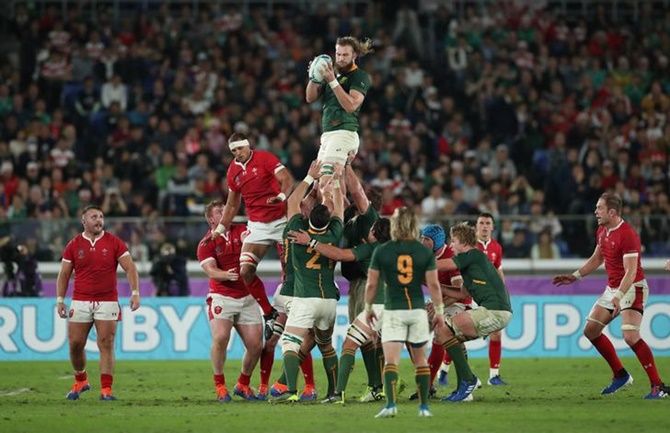 South Africa's RG Snyman during a lineout