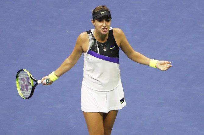 Belinda Bencic cuts a frustrated figure during the US Open semi-final