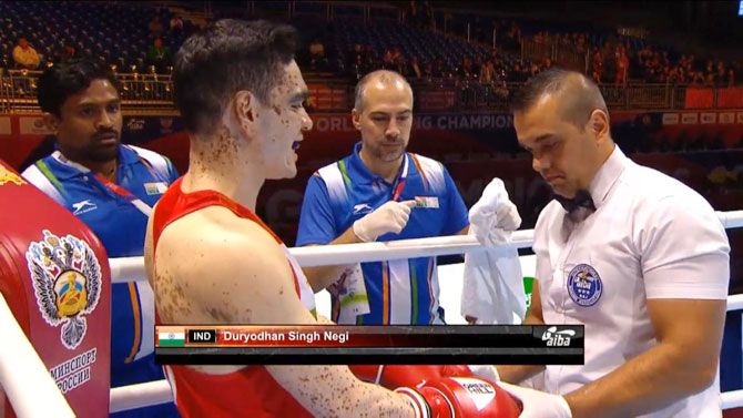 Negi lost to Jordan's Zeyad Eashash in the second round of the AIBA World Boxing Federation on Monday