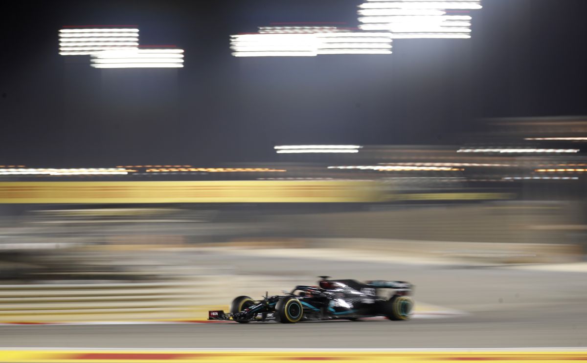 Mercedes' George Russell in action during the Sakhir F1 Grand Prix on Sunday 