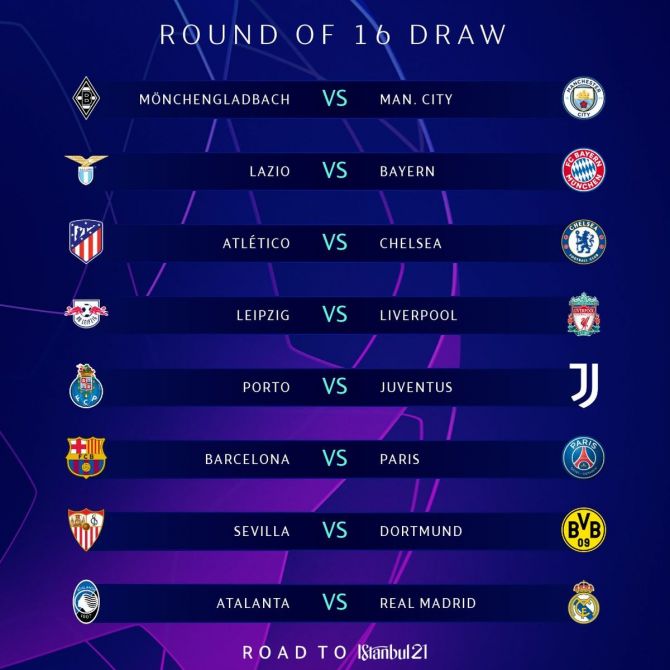 UCL Round of 16 draw 