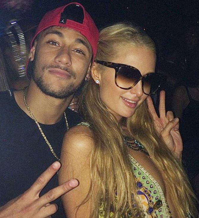 Neymar Jr parties with socialite Paris Hilton in 2014