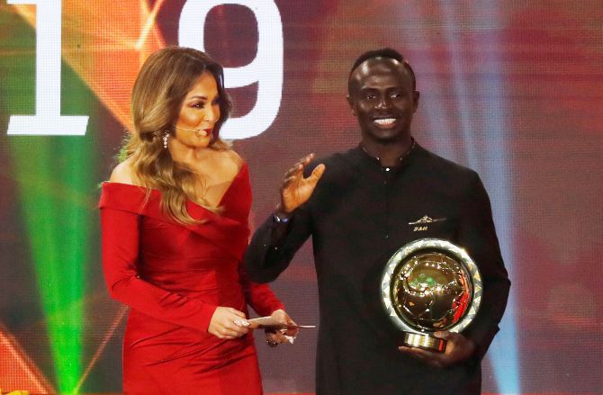 Senegal's Sadio Mane receives the men's player of the year award during the African Footballer of Year Awards at Albatros Citadel Sahl Hasheesh, Hurghada, Egypt, on Tuesday