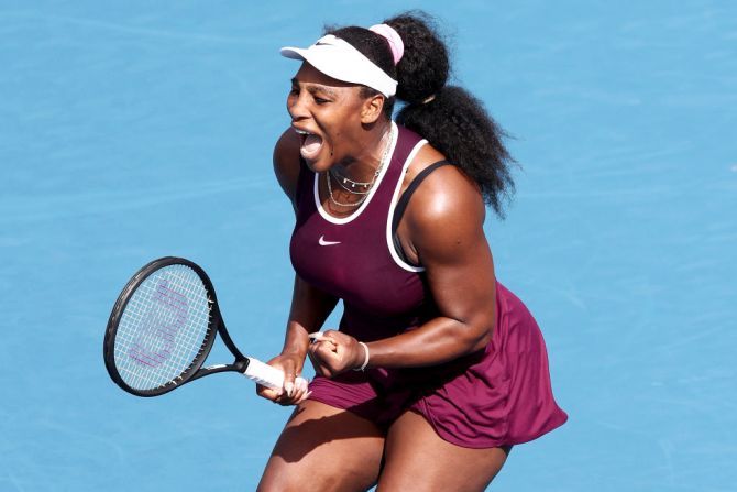USA's Serena Williams celebrates on winning her match against compatriot Christina McHale during day four of the 2020 Women's ASB Classic at ASB Tennis Centre in Auckland, New Zealand, on Thursday