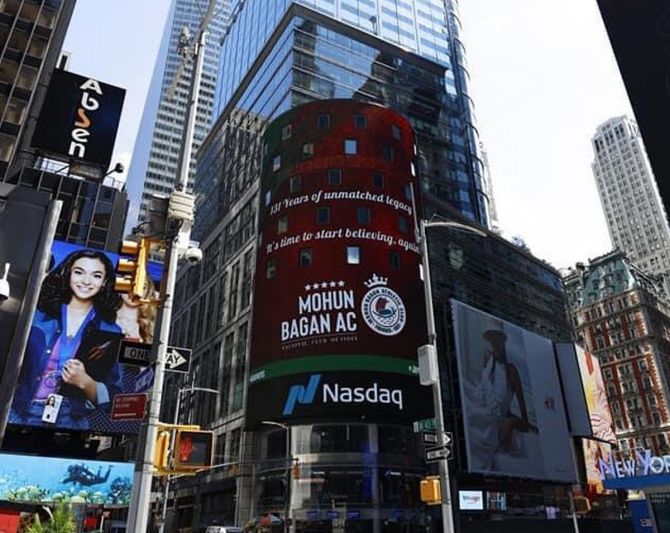 Mohun Bagan on the NASDAQ billboards on Wednesday