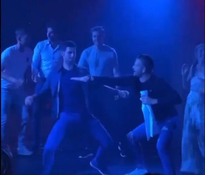 A video grab of Novak Djokovic and other tennis players partying the night away