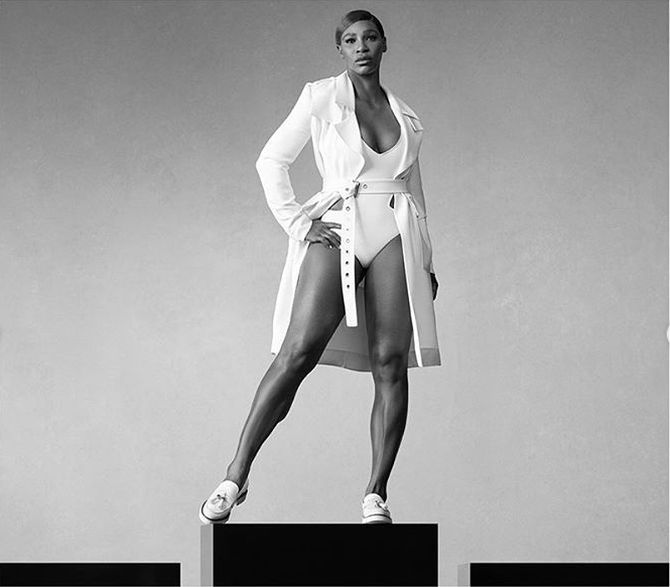 Serena Williams in a Stuart Weitzman ad shoot 