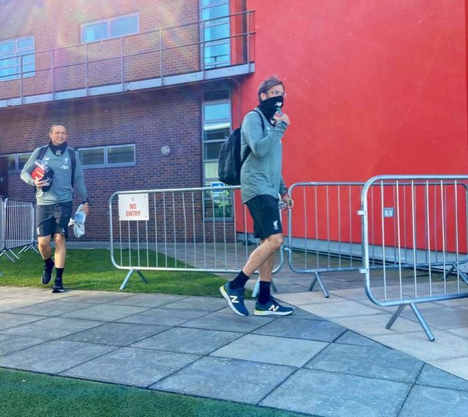 Liverpool manager Juergen Klopp said he felt "like a policeman, pretty much, wearing my uniform" as he set off for Melwood, with nobody allowed to shower or change at the ground on Wednesday.