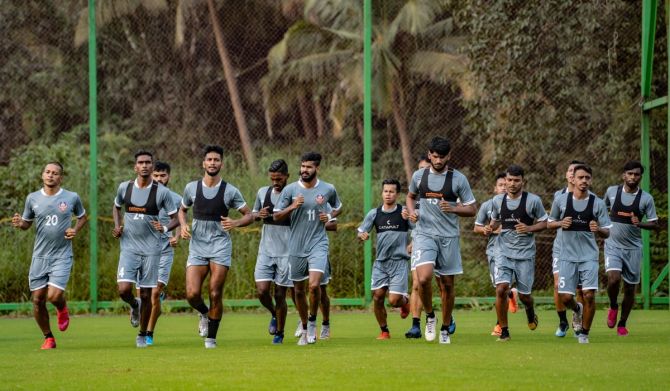 FC Goa players at a training session. 