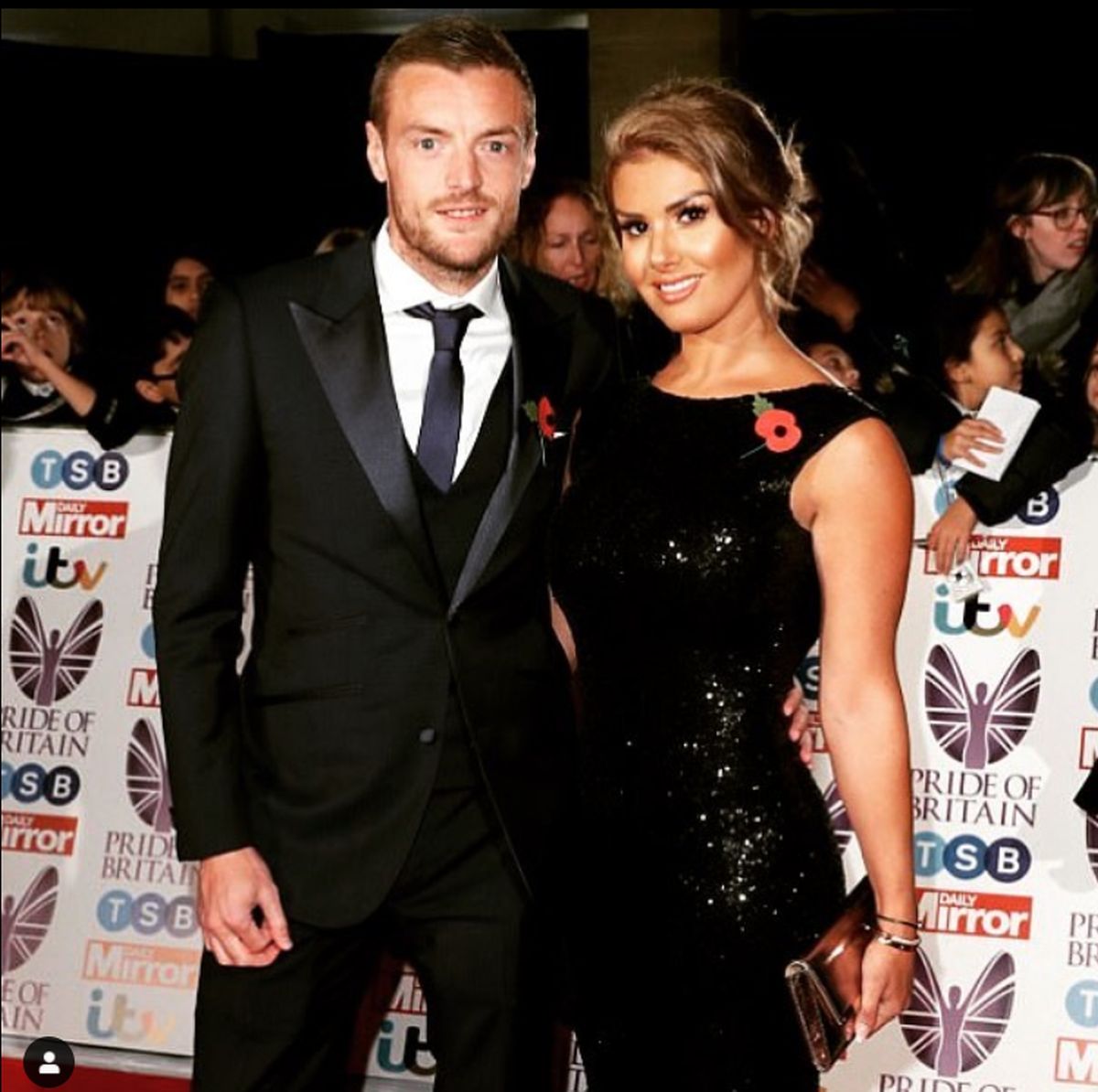Leicester City and England striker Jamie Vardy with wife Rebekah Vardy