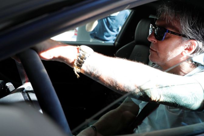 Lionel Messi's father and agent Jorge Messi arrives at his lawyers' office in Barcelona on Friday 