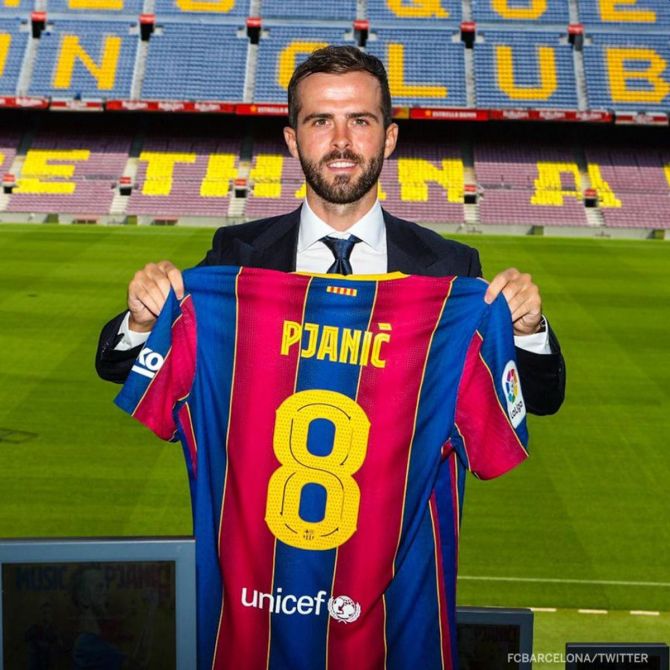 Miralem Pjanic joined Barcelona from Juventus in June for 65 million euros ($77 million).