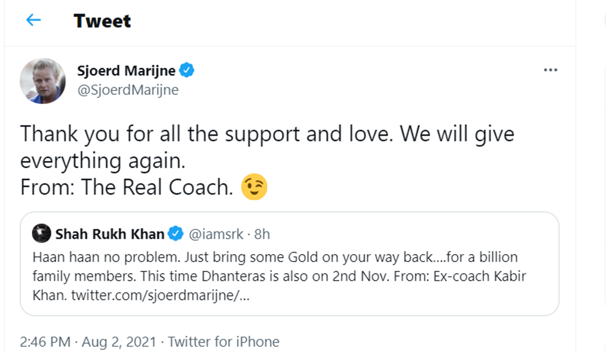 Hockey coach Marijne's reply