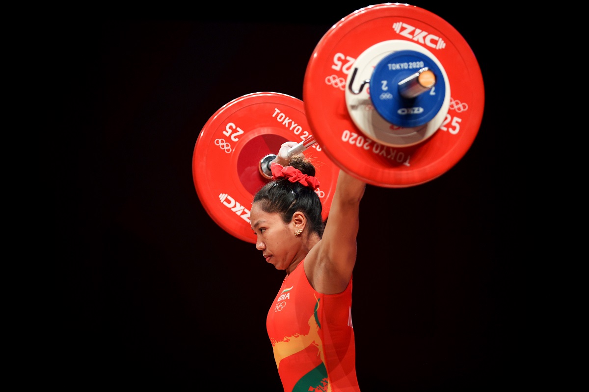 Olympic medallist Mirabai Chanu in action