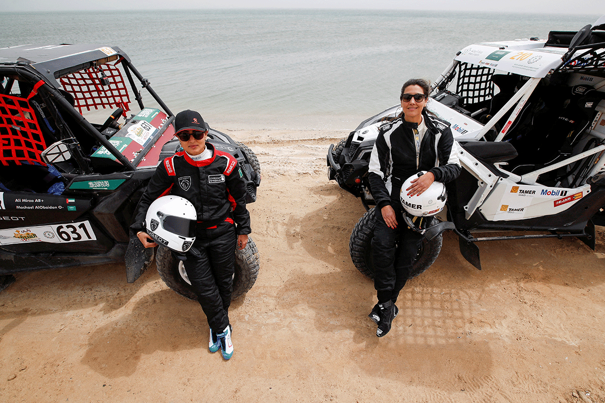 Saudi female rally drivers, Mashael Nasser AlObaidan and Dania Akeel