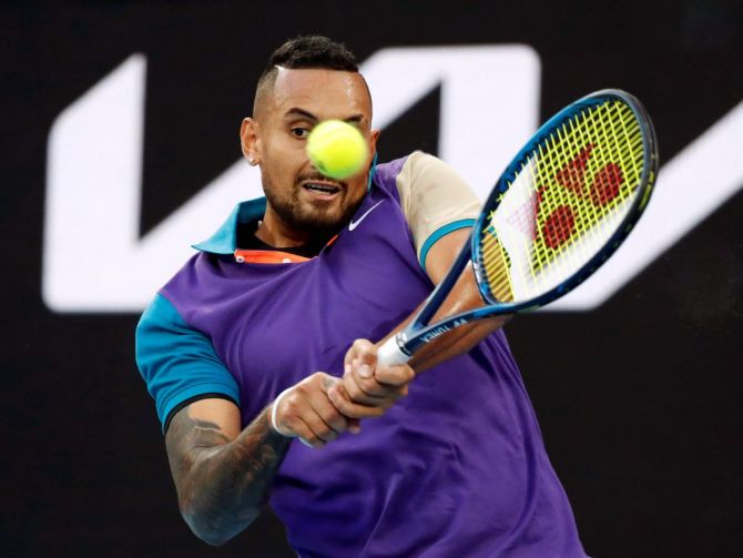 Australia's Nick Kyrgios in action during his second round match against France's Ugo Humbert