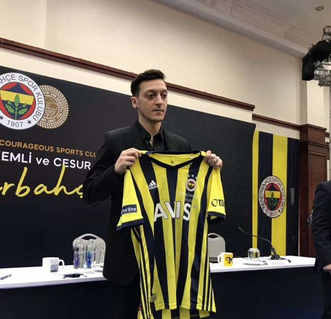Mesut Ozil introduced as a Fenerbahce player during a unveiling ceremony on Wednesday