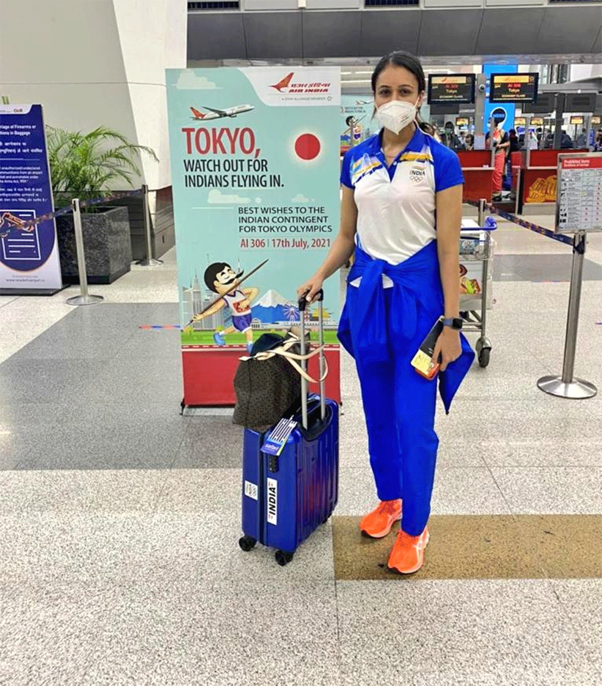 India table tennis player Manika Batra before departing to Tokyo for the Olympics on Saturday