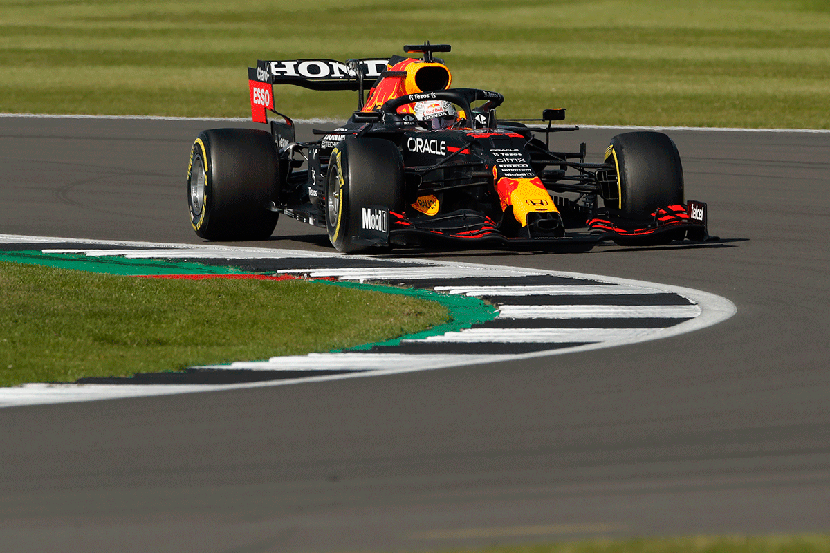 Red Bull's Max Verstappen during sprint qualifying for the British Grand Prix at Silverstone Circuit, Silverstone, Britain, on Saturday