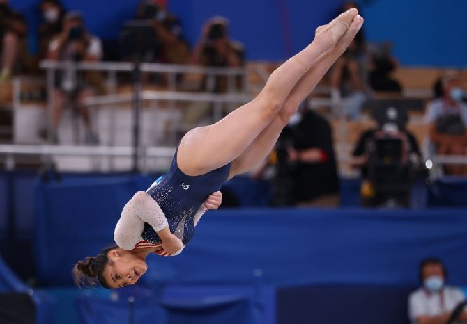 Sunisa Lee during the floor exercise