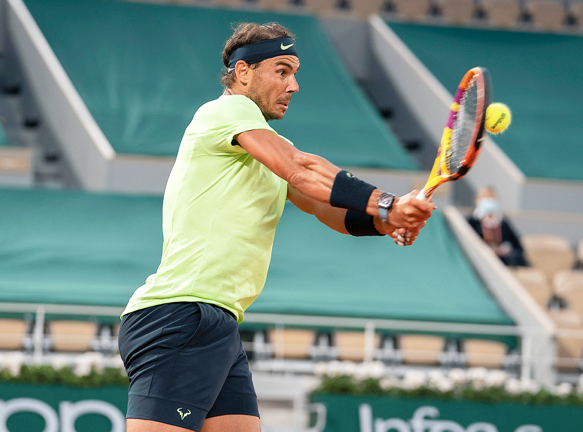 Rafael Nadal in action during his 2nd round match against Richard Gasquet