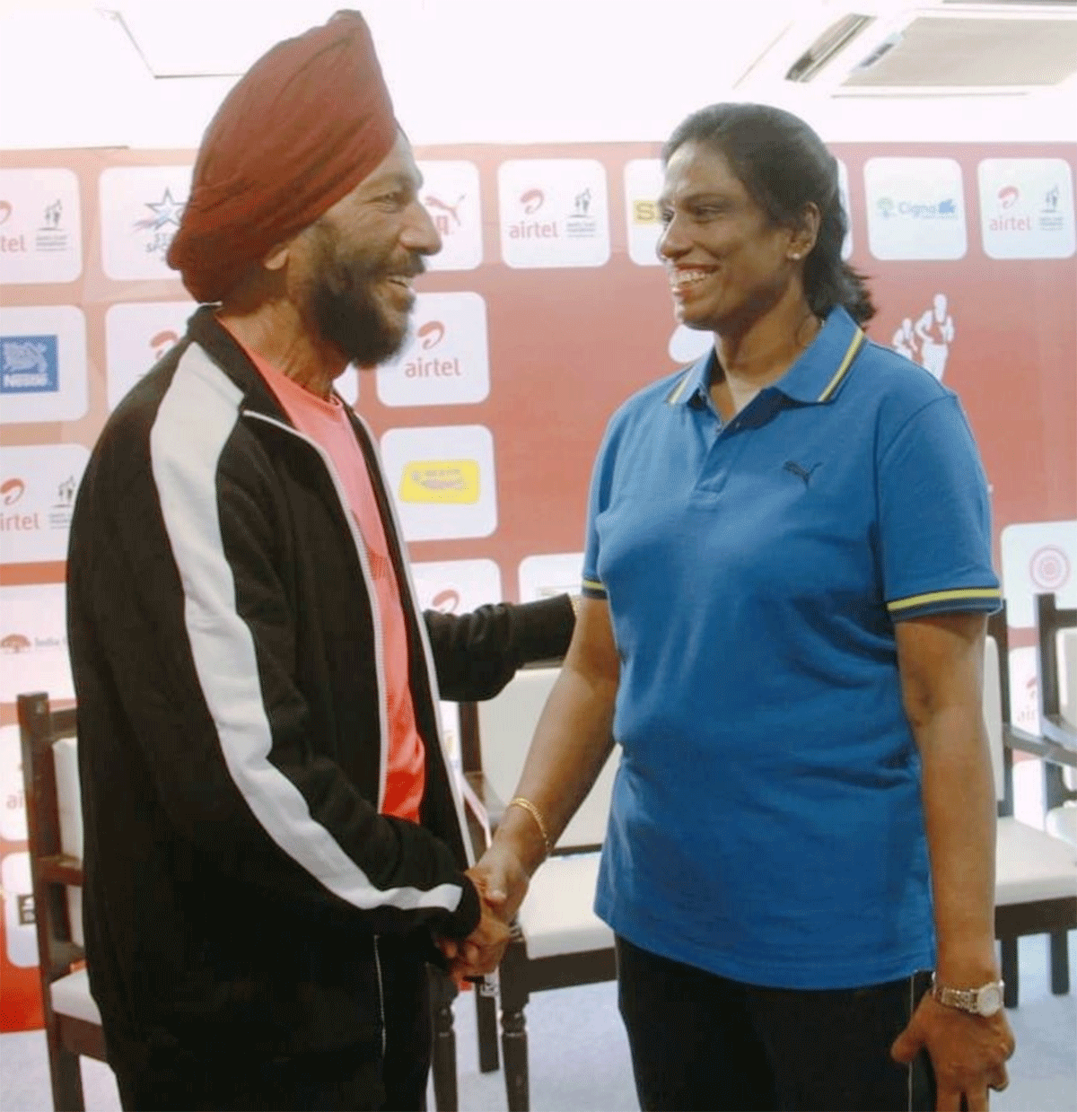 India's track and field legends Milkha Singh and PT Usha
