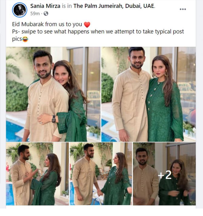 Sania Mirza's post of Facebook