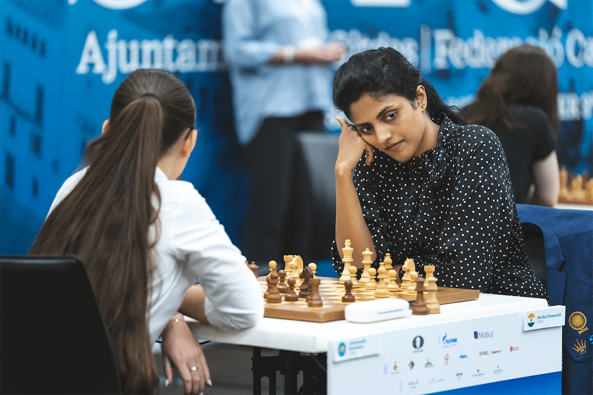 India's D Harika beat Kazakhstan's Abdumalik in one of the matches of the FIDE Chess Women's Team Chess Championships in Sitges, Spain, on Thursday