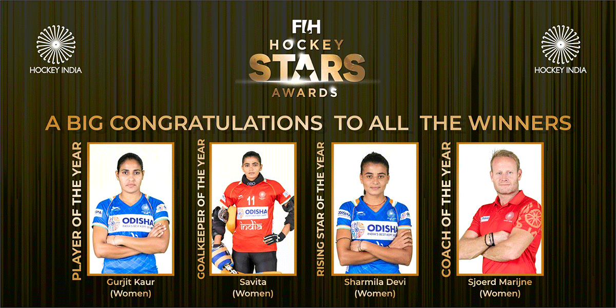 The Indian hockey women's team members that won the FIH Awards 