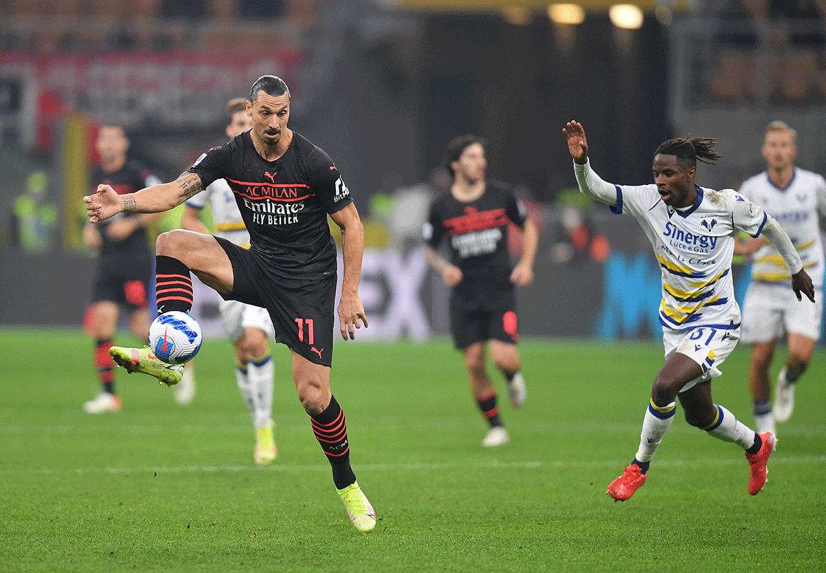 AC Milan's Zlatan Ibrahimovic in action during the Serie A match against Hellas Verona at San Siro, Milan,  on Saturday 