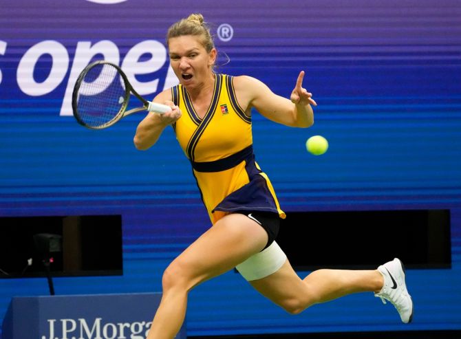 Romania's Simona Halep in action against Slovakia's Kristina Kucova.