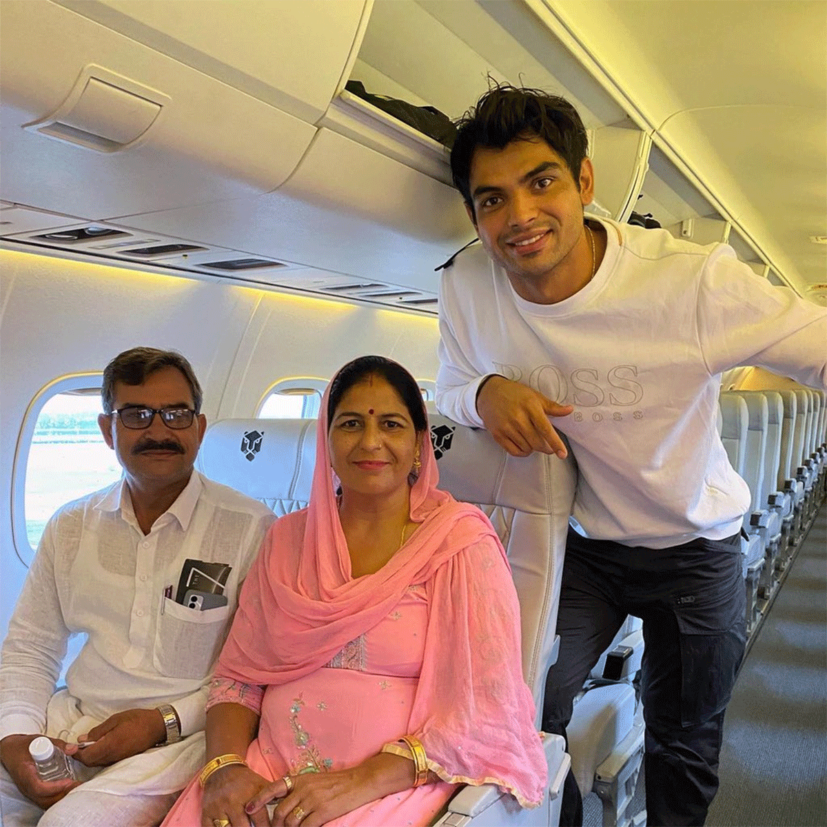 Neeraj Chopra took his parents on a flight on Saturday 