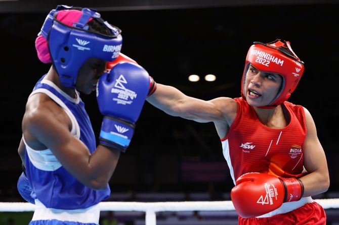 World champion Nikhat Zareen will be in action in the women's 48-50 kg light-flyweight boxing quarter-finals at the Commonwealth Games on Wednesday.