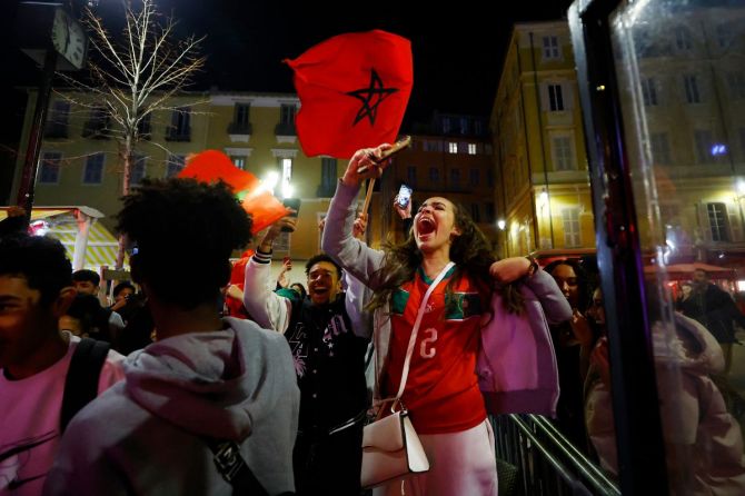 he streets filled with fans as  Morocco progress to the semi-finals