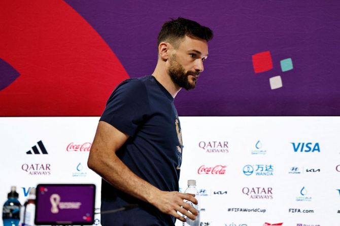 France's Hugo Lloris during the press conference 