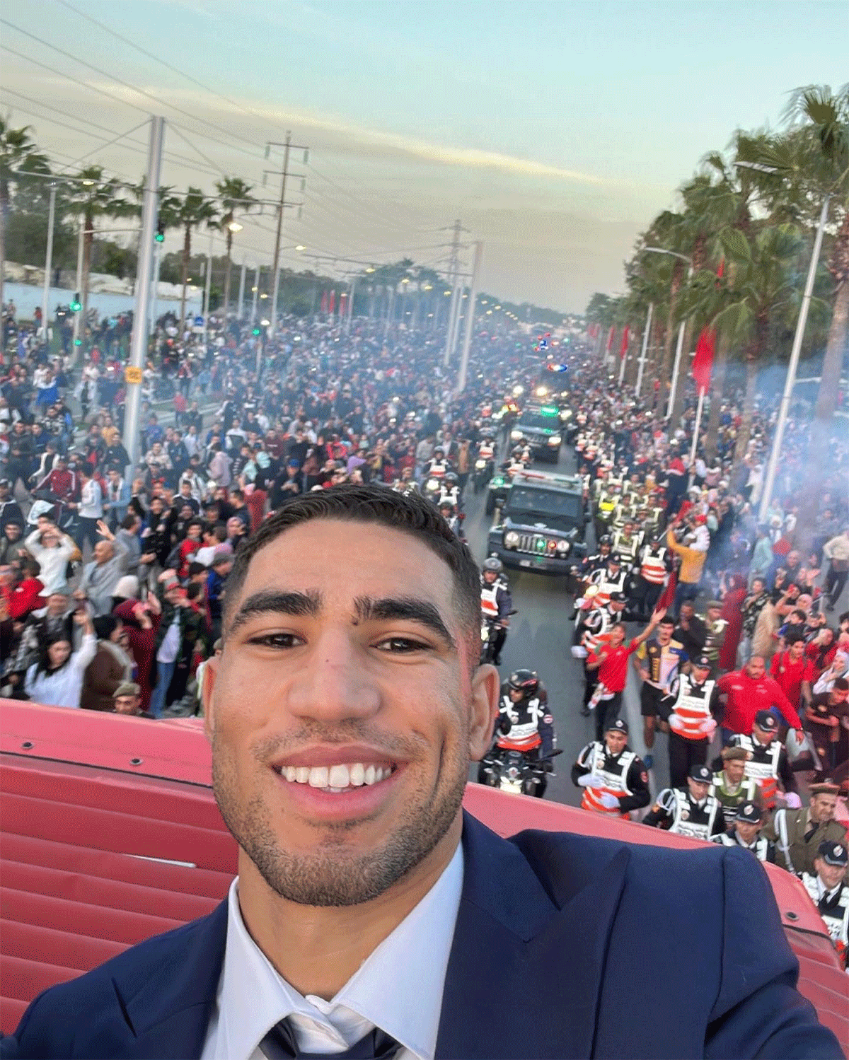 Achraf Hakimi at the victory parade