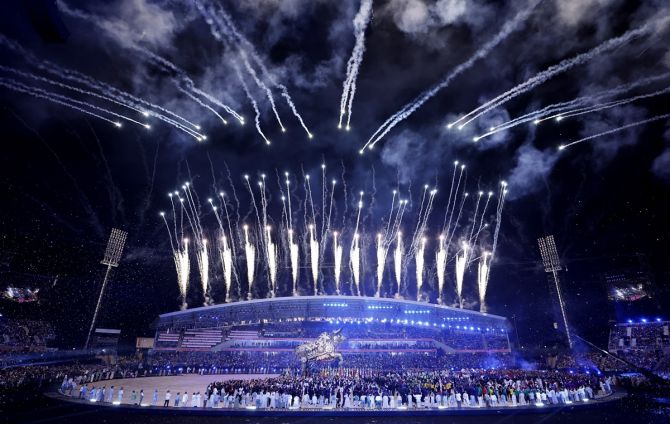 The ceremony delivered all the classic staples of an opening night extravaganza from the parade of athletes to a shower of thundering fireworks.