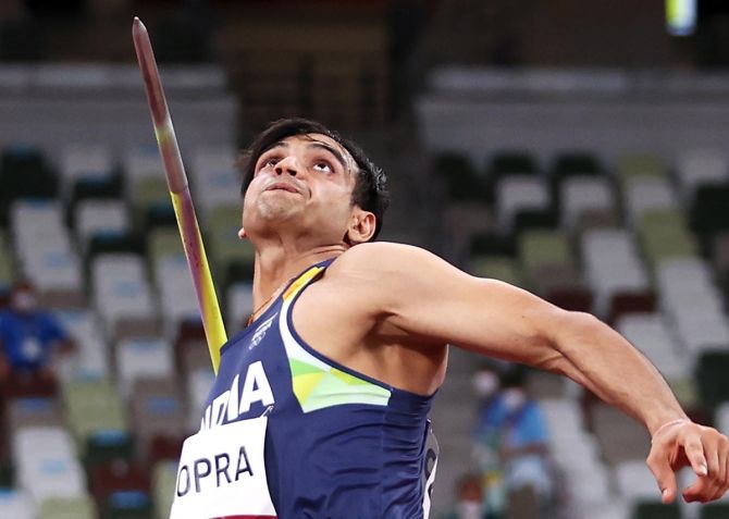 India's Neeraj Chopra in action during the Javelin Throw at the Kuortane Games in Finland on Saturday. 