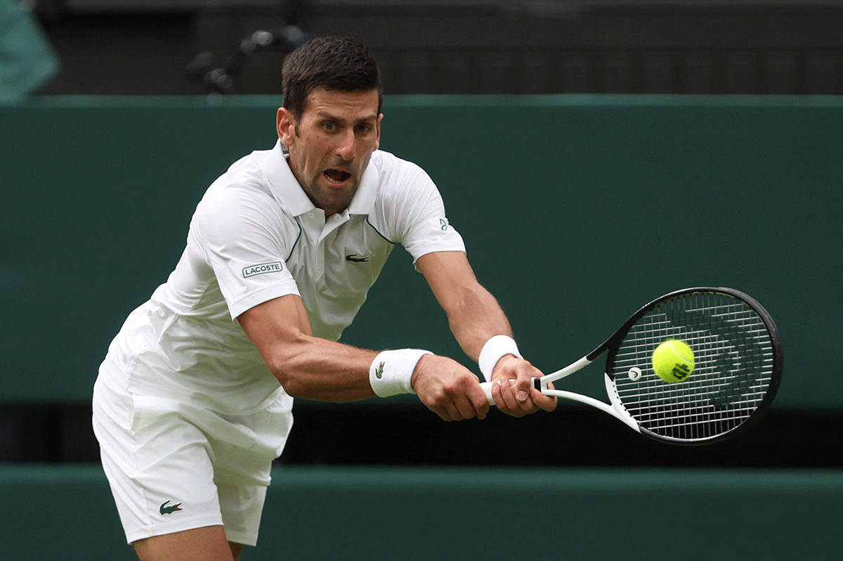 Novak Djokovic in action during his first round match against South Korea's Kwon Soon-woo