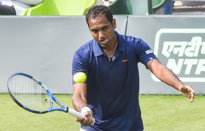 Ramkumar Ramanathan during his match against Christian Siggsgaard