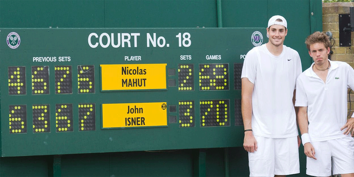 American John Isner and Frenchman Nicolas Mahut were involved in the longest match of all time in the first round of Wimbledon in 2010 with the pair battling 11 hours and five minutes across three days before Isner took the fifth set 70-68.