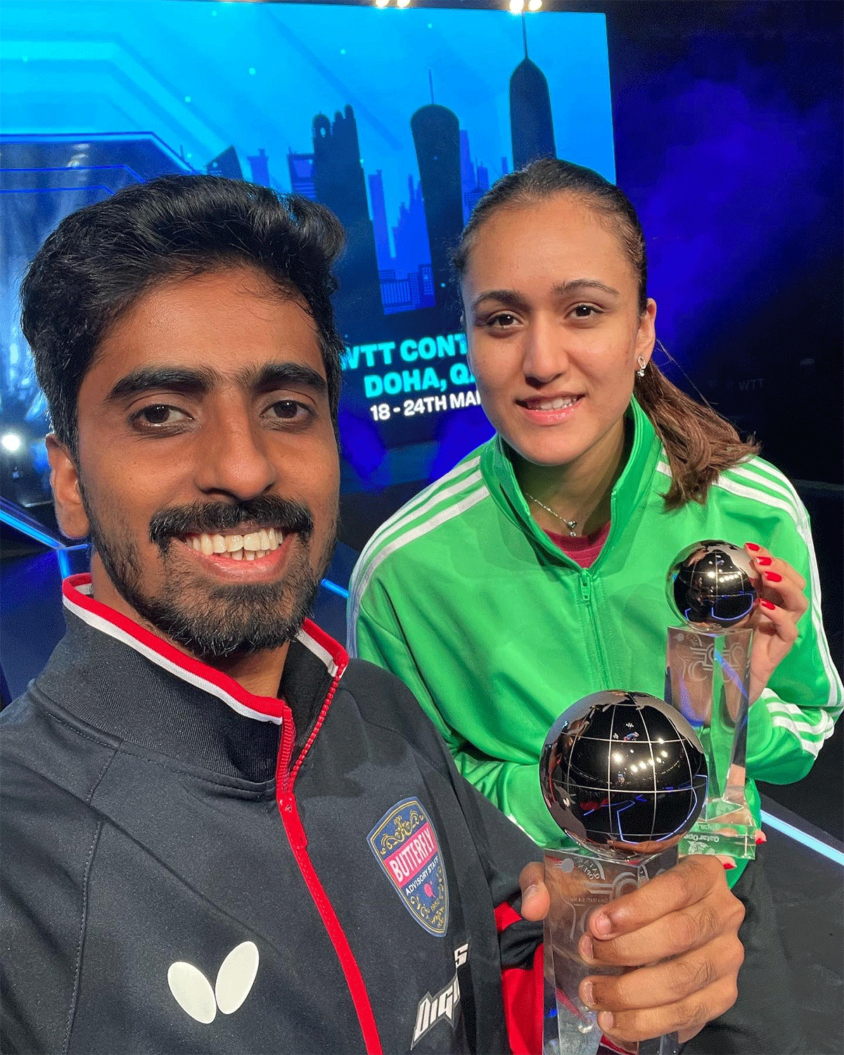 G Sathiyan and Manika Batra all smiles after their silver at the WTT Contender 22 in Doha on Thursday