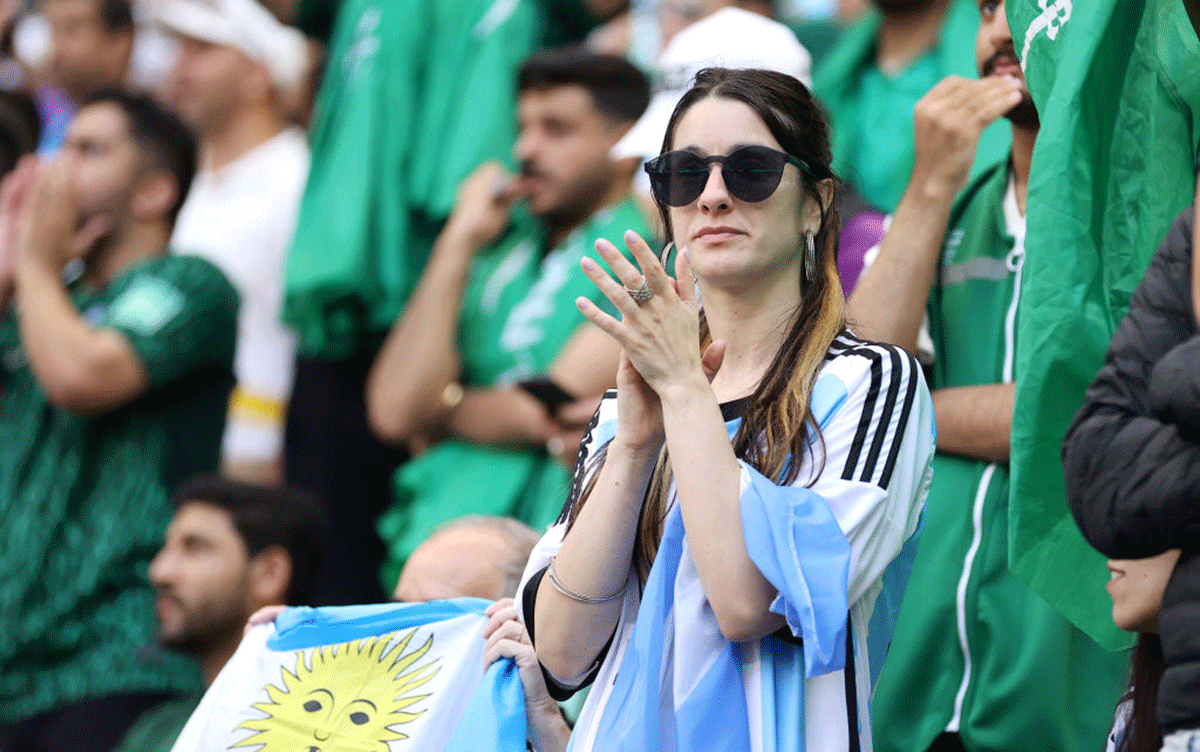 An Argentina fan at Lusail Stadium in Lusail City, Qatar, on Tuesday