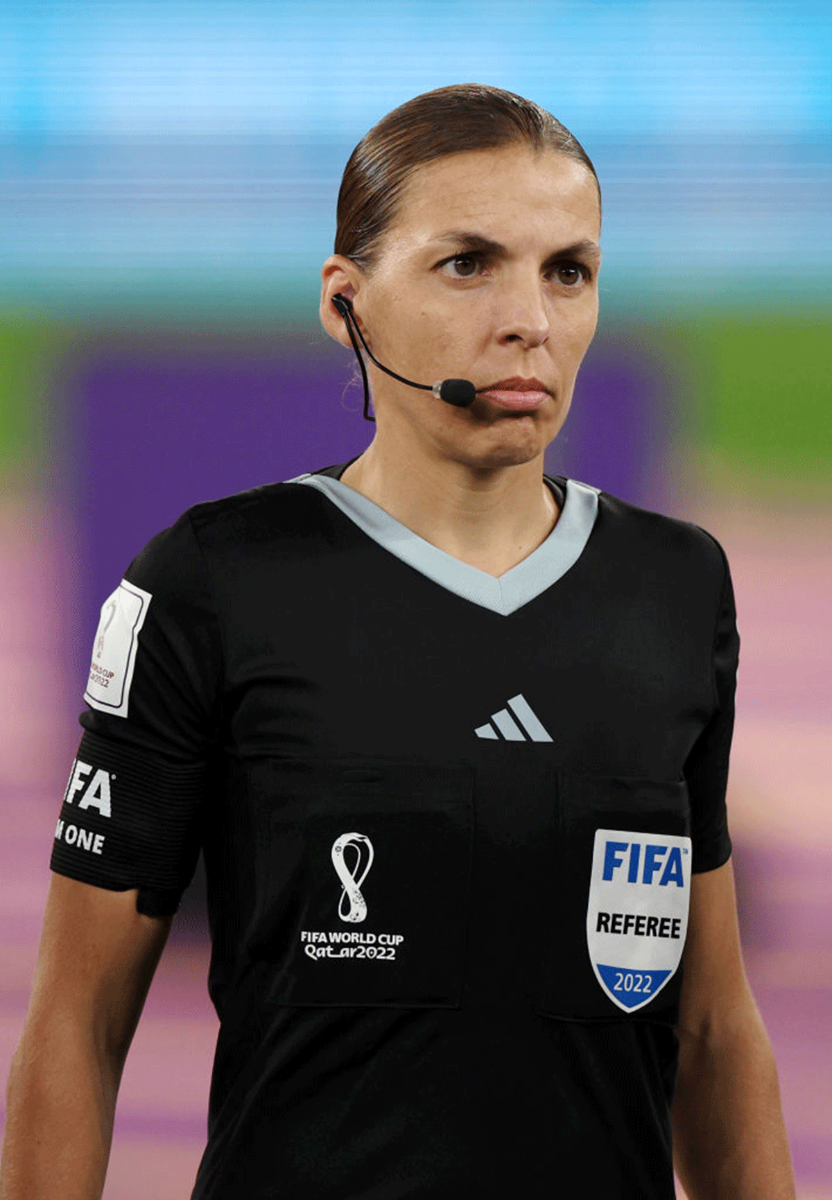 Fourth official Stéphanie Frappart during the FIFA World Cup Group C match between Mexico and Poland at Stadium 974 in Doha, Qatar, on Tuesday