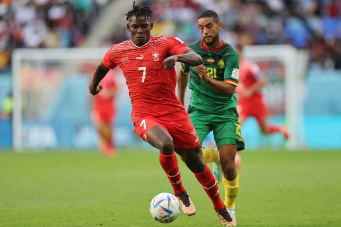 Switzerland's Breel Embolo in action against Cameroon.
