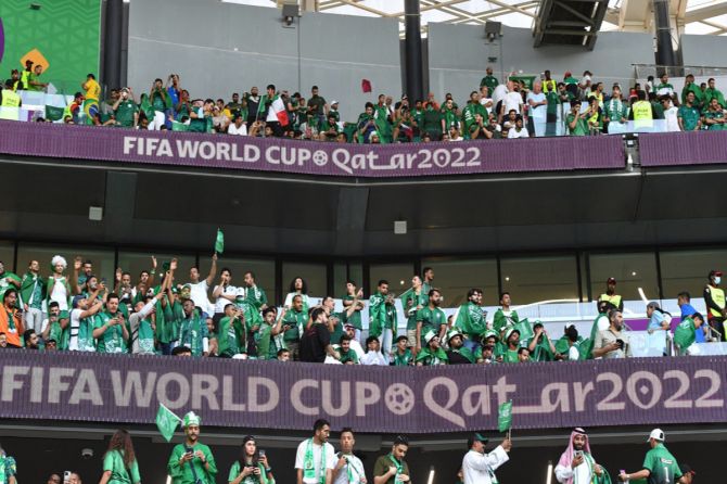 Saudi Arabia fans inside the stadium before the match