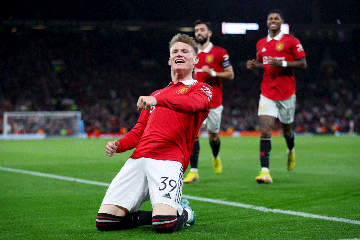 Manchester United's Scott McTominay celebrates after scoring the late winner against Cypriot club  Omonia Nicosia during their Group E match at Old Trafford, Manchester