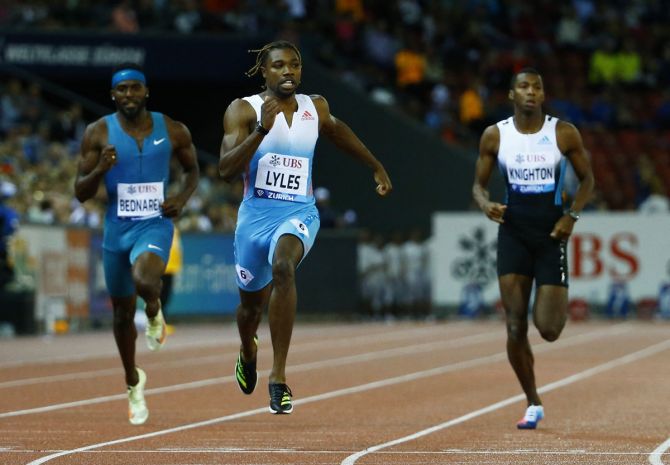 Noah Lyles of the United States wins the men's 200 metres.